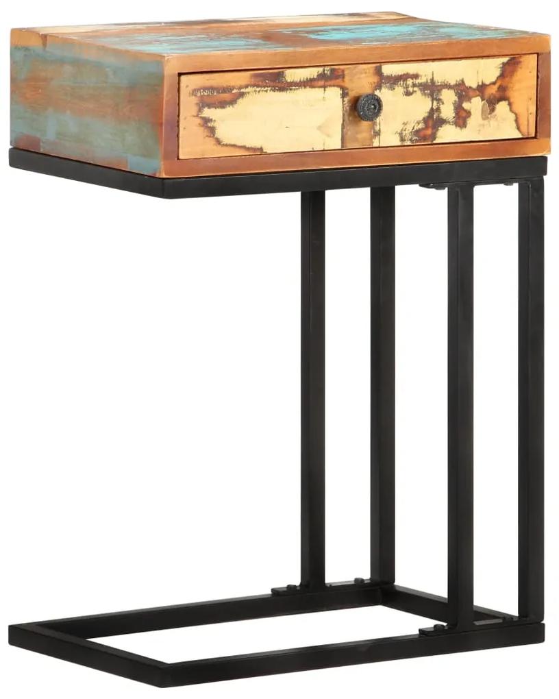 Tavolino Laterale a Forma di U 45x30x61 cm in Legno di Recupero