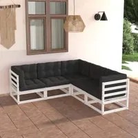 Set Divani da Giardino 5 pz con Cuscini Legno Massello di Pino cod mxl 44546