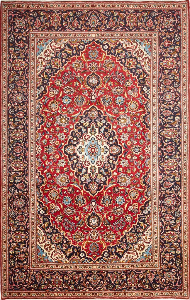 Kashan Tappeto 200 x 310 Blu (Iran) Annodato A Mano