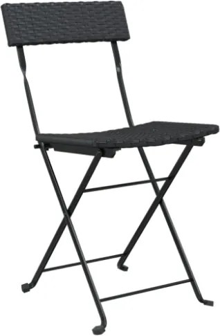 Set Pieghevole da Bistrò 3 pz Nero in Polyrattan