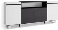 Credenza, Mobile soggiorno 200x87x35cm, 4 Porte, Design industriale, Stile moderno, Bianco e nero