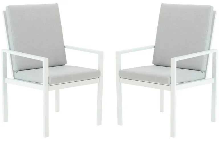 Sedia da giardino con cuscino bianco e braccioli Athena NATERIAL struttura in alluminio, seduta in alluminio bianco, set da 2 pezzi