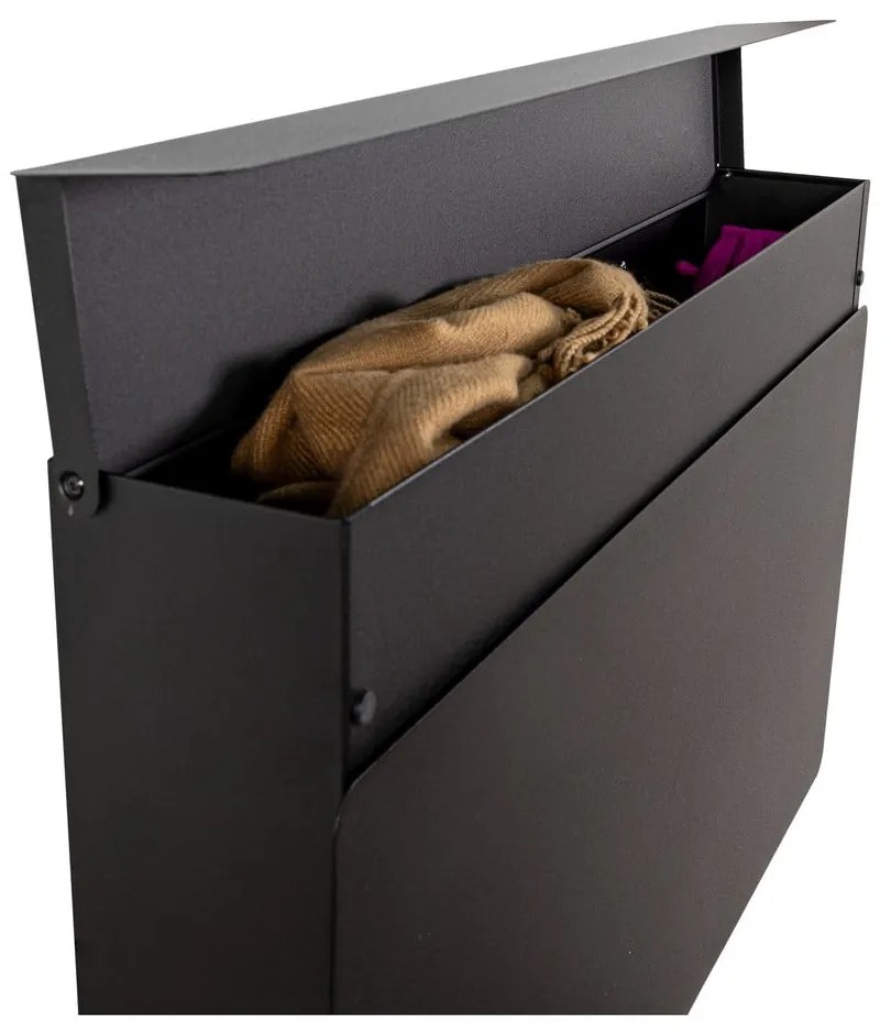 Scarpiera nera in metallo con ante ribaltabili/da parete 78x48x13 cm Luigi – Spinder Design