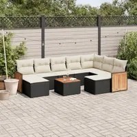 Set Divani da Giardino 10pz con Cuscini in Polyrattan Nero 3228226