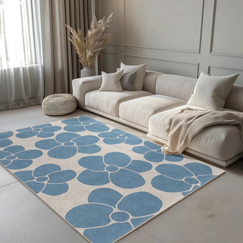Tappeto blu lavabile 60x100 cm Blue Meadow – Mila Home