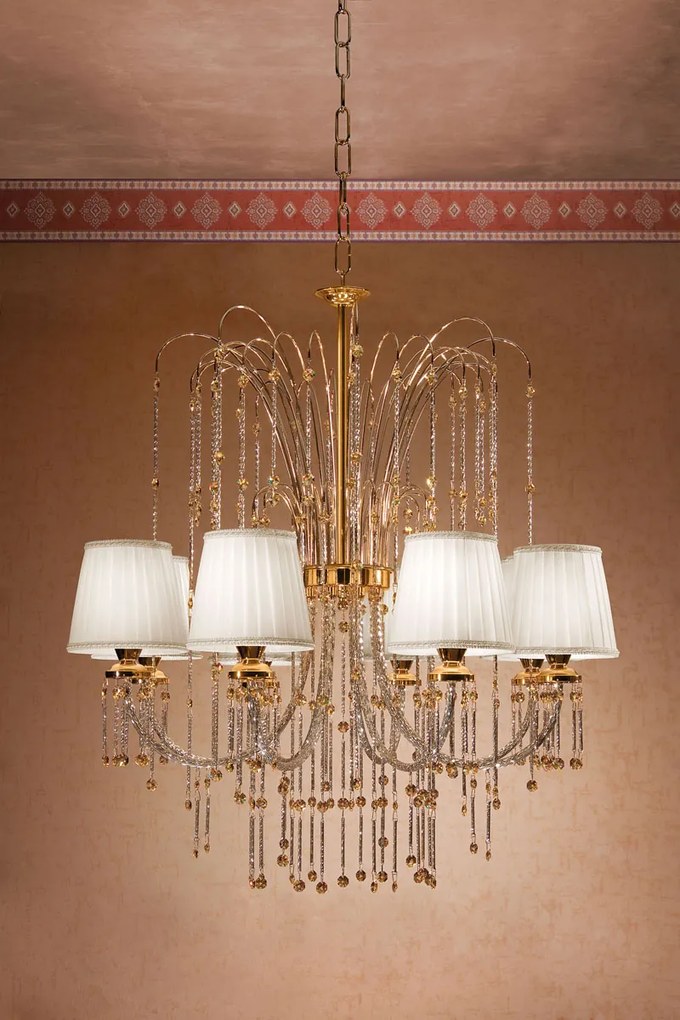 8-light chandelier golden and crystal - 400/8 - Royal Crystal - Arredo Luce Cromo