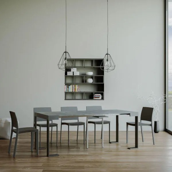 Consolle allungabile salvaspazio 10 Posti TECNO SMALL Cemento telaio antracite