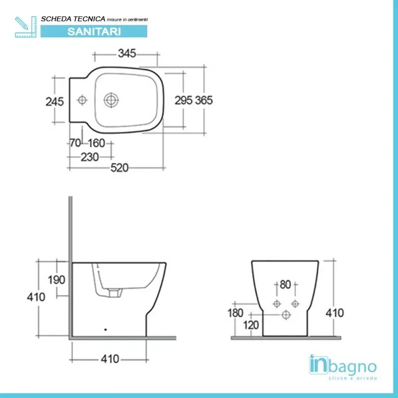 Coppia sanitari filomuro Rak serie One in ceramica con copriwc soft-close