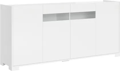 Madia in legno Bianco Lucido ROJAS a 4 ante con inserto in vetro Fumč 172 cm