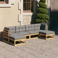 Set Divani da Giardino 6 pz con Cuscini Legno Massello di Pino cod mxl 38091