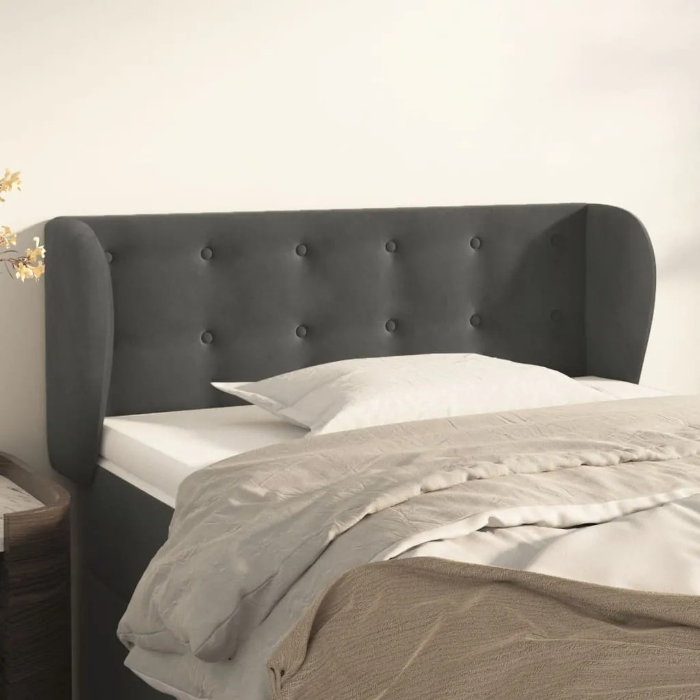 Testiera Ad Orecchio Grigio Scuro 103x23x78/88 Cm İn Velluto /