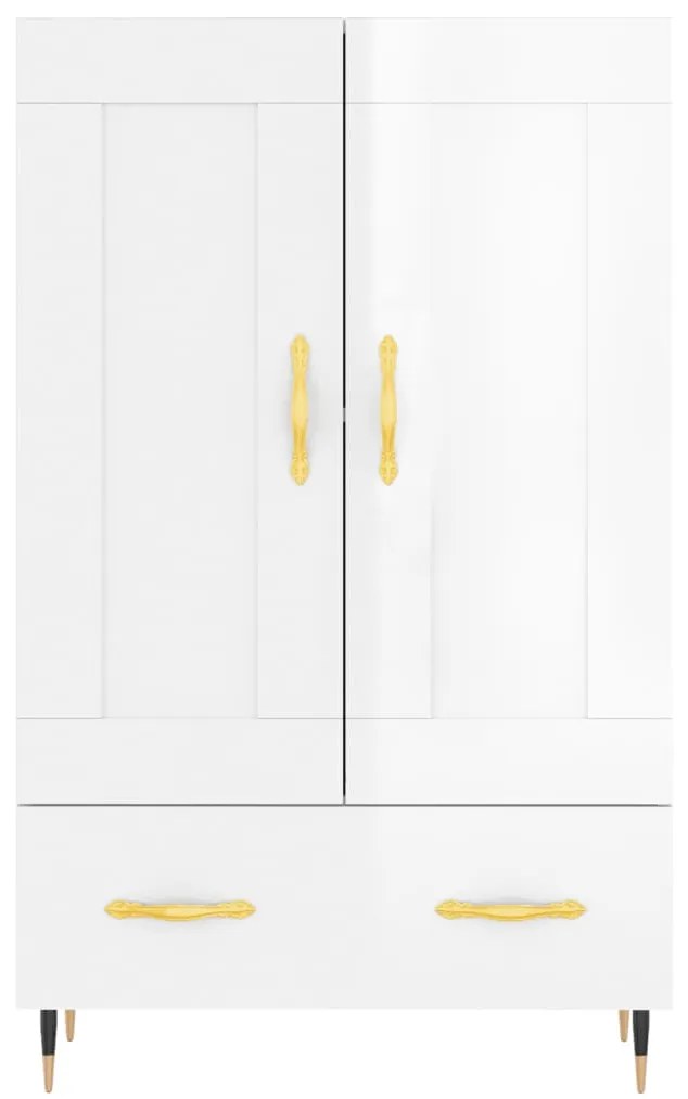 Credenza bianco lucido 69,5x31x115 cm in legno multistrato