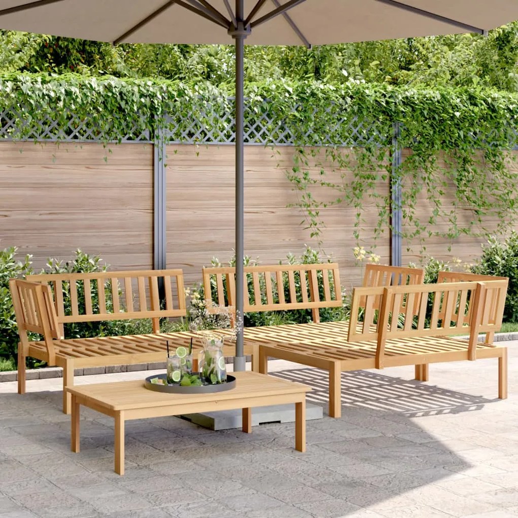 Set divano pallet da giardino 4 pz in legno massello di acacia