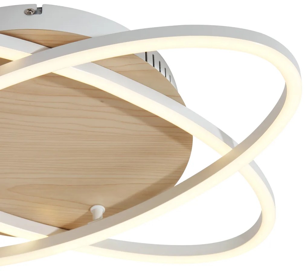 Plafoniera bianca con legno con LED dimmerabile a 3 livelli 2 luci - Kane