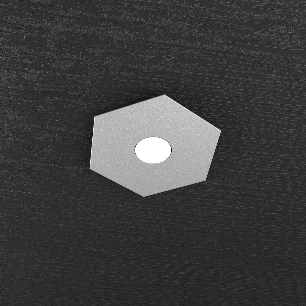 Plafoniera Industrial-Minimal Hexagon Metallo Grigio 1 Luce Led 12W