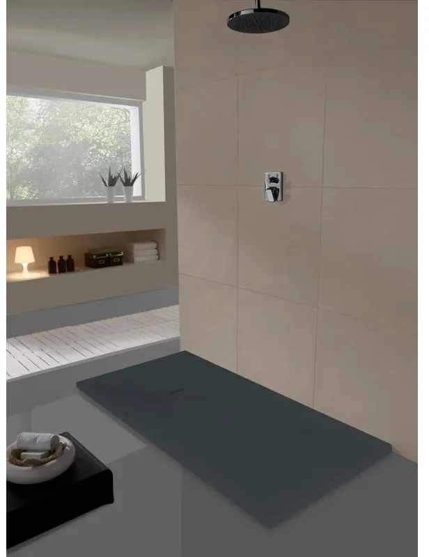 Piatto doccia ultrasottile MOLDCOM COMPOSITES in resina Cosmos Stone L 70 x L 210 x H 4 cm nero opaco