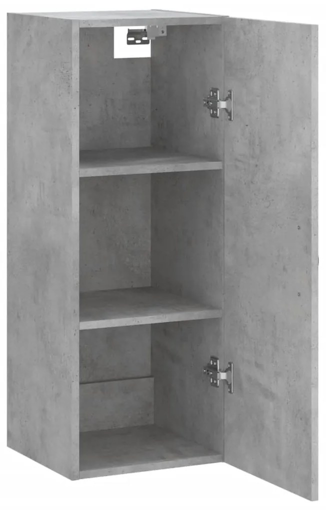 Mobile a Parete Grigio Cemento 34,5x34x90 cm Legno Multistrato