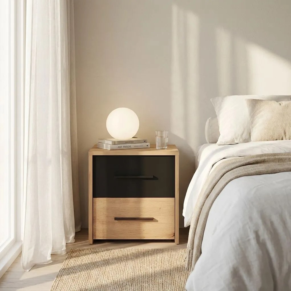 CADDIE - comodino due cassetti moderno minimal in legno