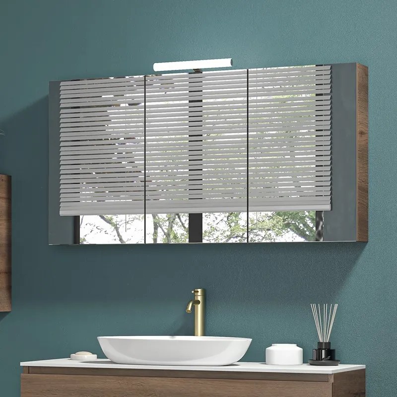 Specchio 120cm contenitore con 3 ante e 2 ripiani SP-120B - KAMALU