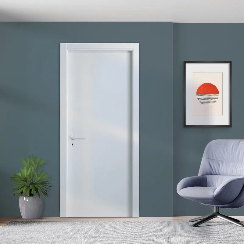Porta interna a battente Plane in MDF colore bianco, L 70 x H 210 cm, apertura reversibile