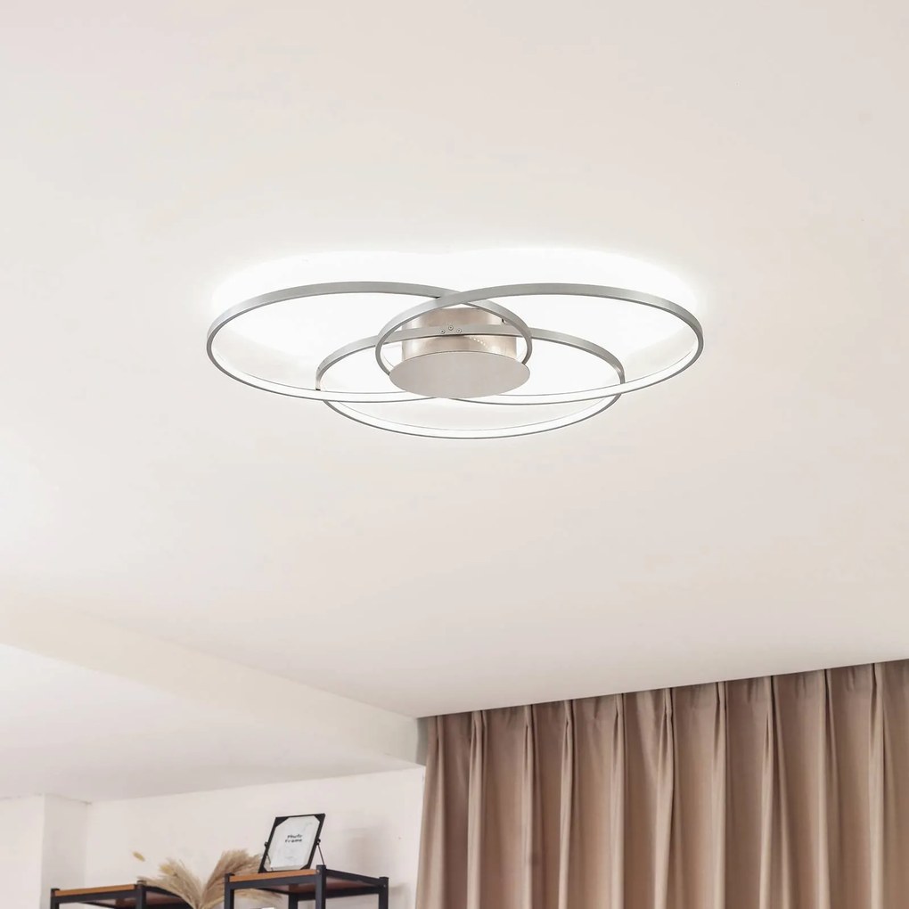 Lindby Plafoniera LED Riley, color alluminio, metallo, dimmerabile