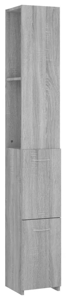 Armadietto bagno grigio sonoma 25x25x170cm legno ingegnerizzato