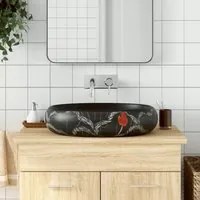 Lavabo da Appoggio Nero Ovale 59x40x15 cm Ceramicacod mxl 131494