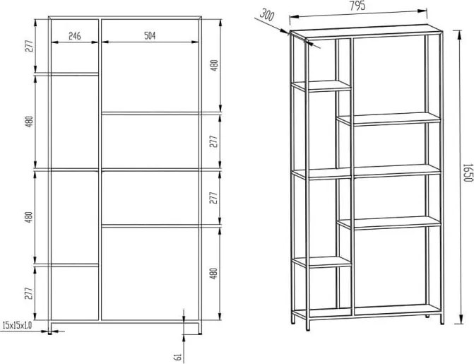 Libreria nera in metallo 80x165 cm Newcastle - Actona