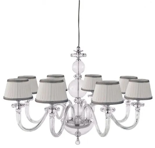 Lampada a sospensione BACH con paralume in vetro trasparente 8 LUCI D84 cm CROMO