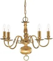 Lampadario Classico Fiammingo Ottone 5 Luci E14