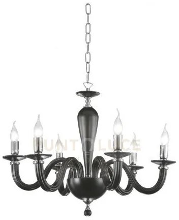 Lampadario ravel 12 luci attacco e14 nero e cromo d.82cm