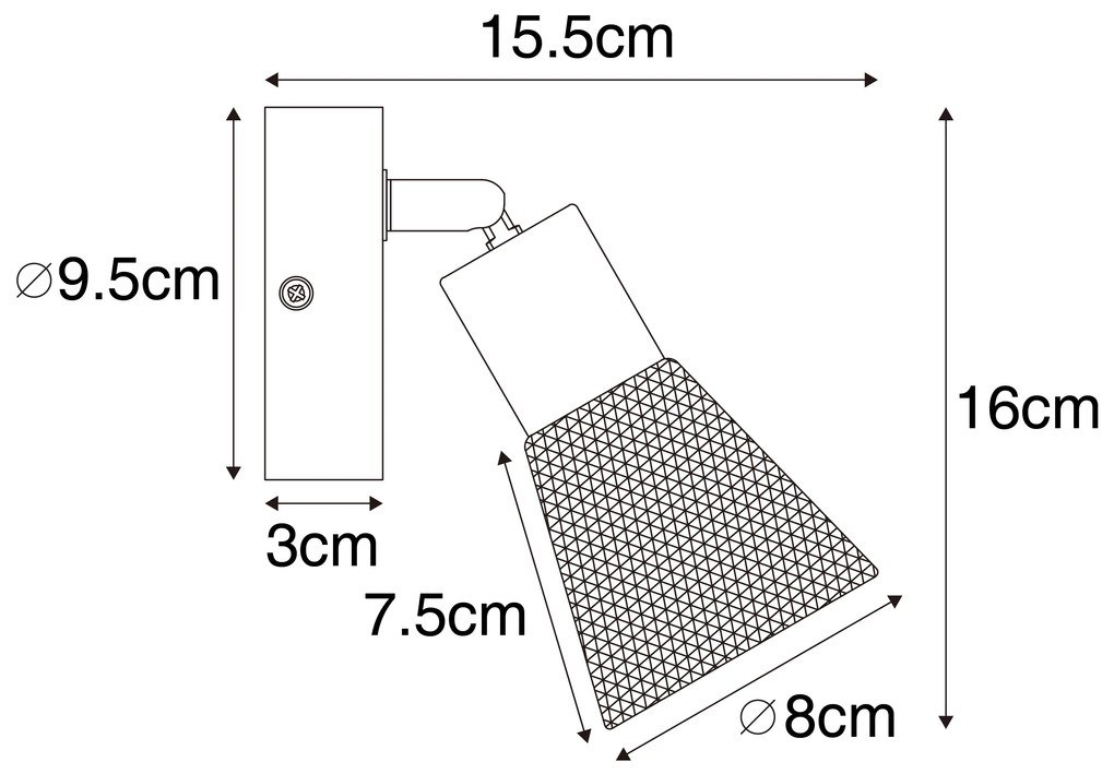 Faretto industriale nero con legno - Kristina
