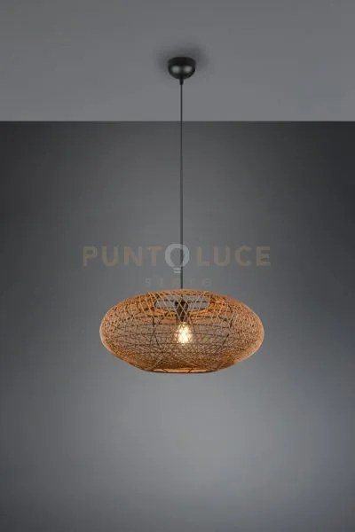 Hedda sospensione in fibra sisal marrone con montatura nera d. 52cm...