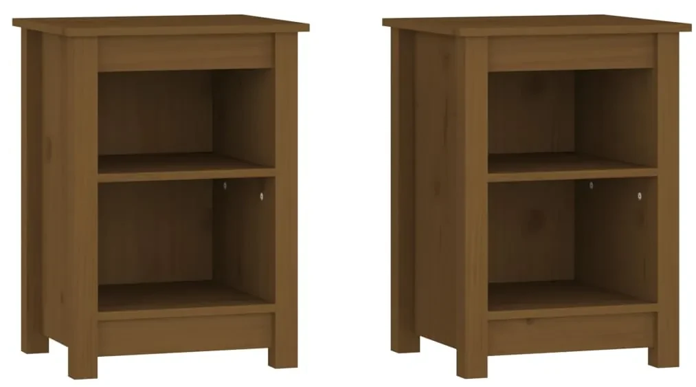 Comodini 2 pz miele 40x35x55 cm in legno massello di pino