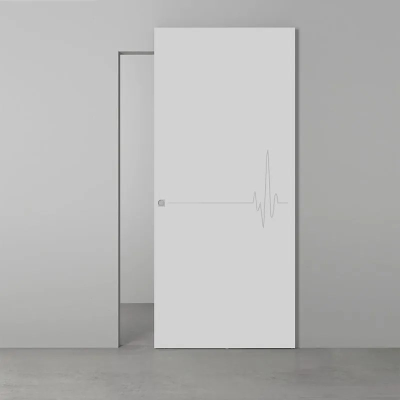 Porta scorrevole Heartbeat in legno grigio, L 101 x H 230 cm, con binario Invisibile Sinistra