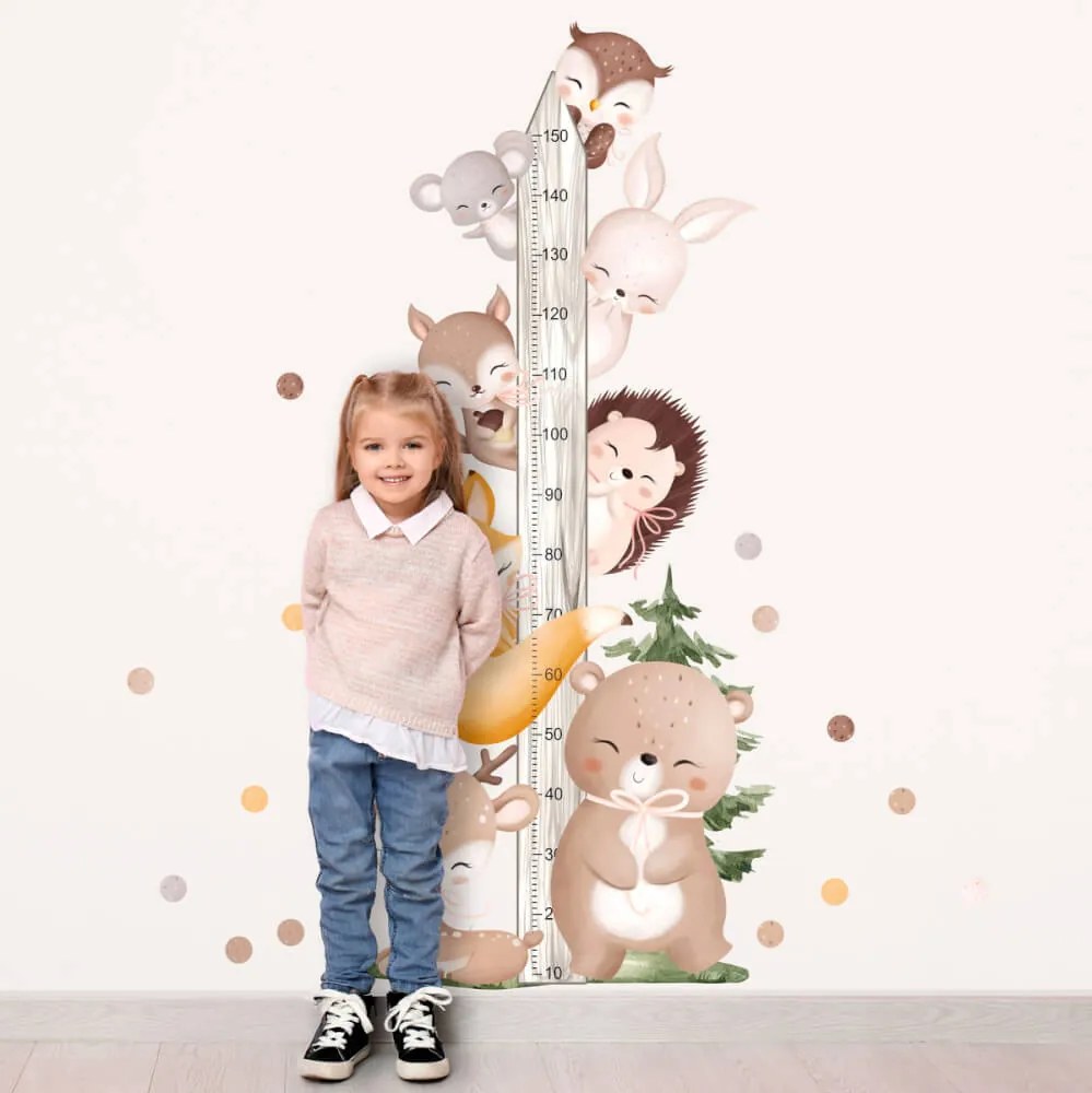 Adesivo murale – Metro crescita con animali | Inspio