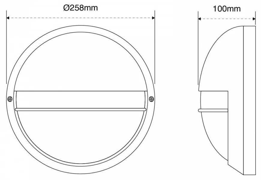 Plafoniera da Esterno E27 Nera, IP54, Ø258mm Colore Nero