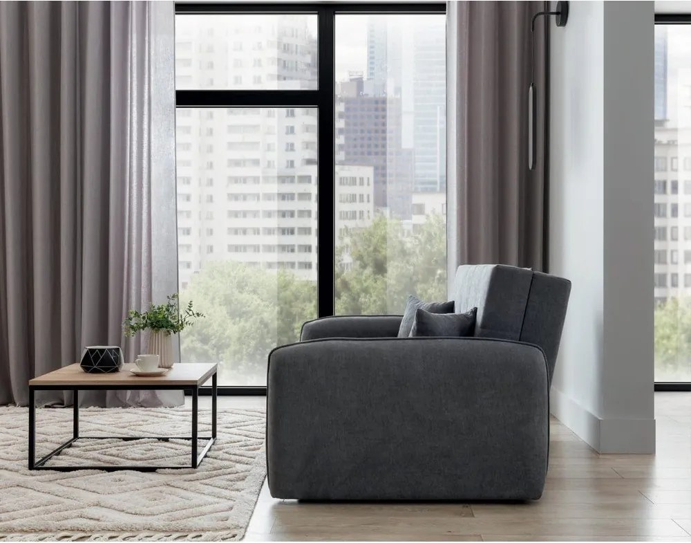 Divano grigio allungabile/con contenitore e rivestimento in ciniglia 155 cm Laine – ELTAP