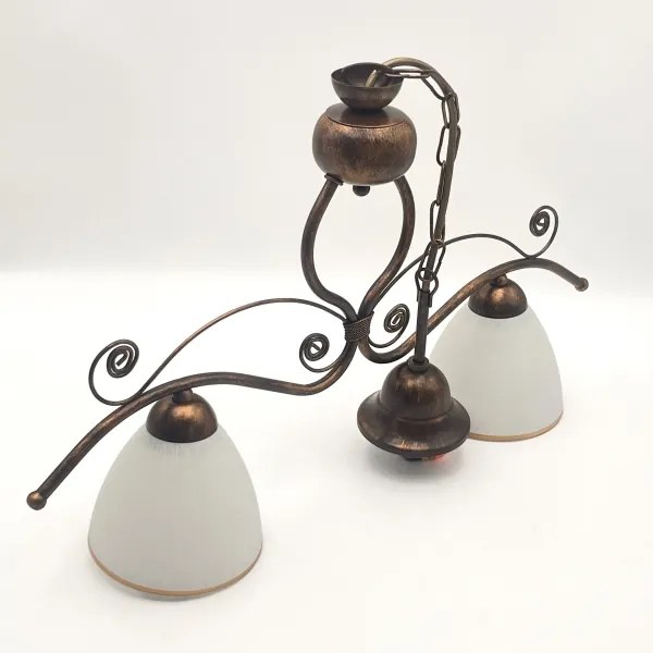 Lampadario a sospensione con catena RETRO 2xE27/60W/230V rame/patina