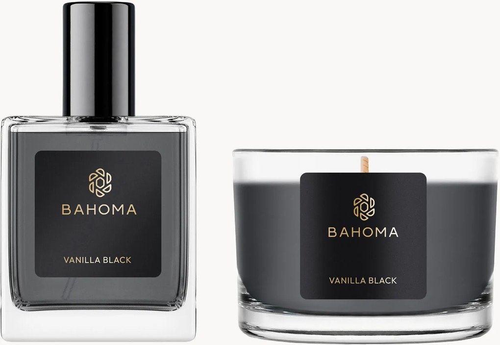 Set profumo per ambienti e candela profumata Vanilla Black, 2 pz (fresco, floreale)