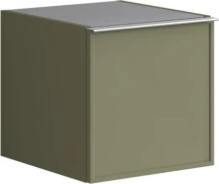 Base laterale Pixel con anta Frame laccato opaco verde salvia e maniglia alluminio brillante L.40 H.40 P.45,5 cm.