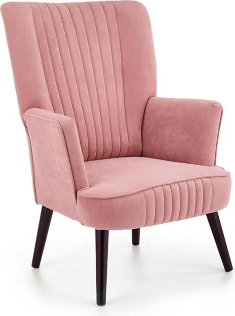 Poltrona imbottita Delgado in velluto rosa - H100 cm