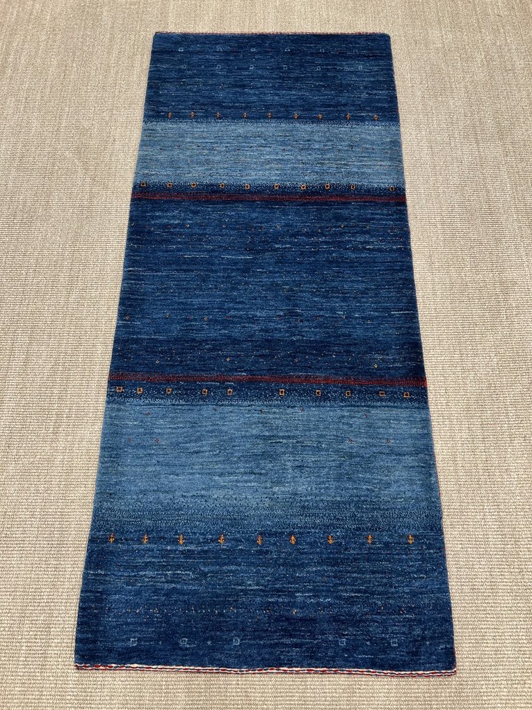 Loribaft Tappeto 90x200 Blu (Iran) Annodato A Mano