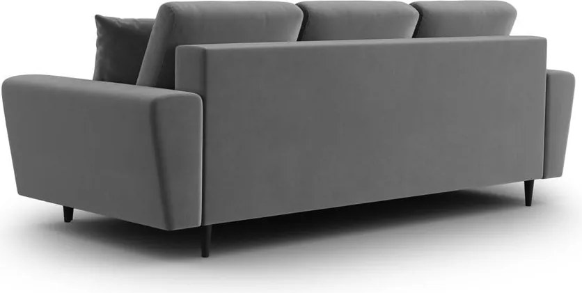 Divano grigio chiaro allungabile e con contenitore con rivestimento in velluto 235 cm Kyoto – Cosmopolitan Design