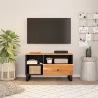 Mobile TV 80x33x46cm Legno Massello Acacia e Legno Multistratocod mxl 103749