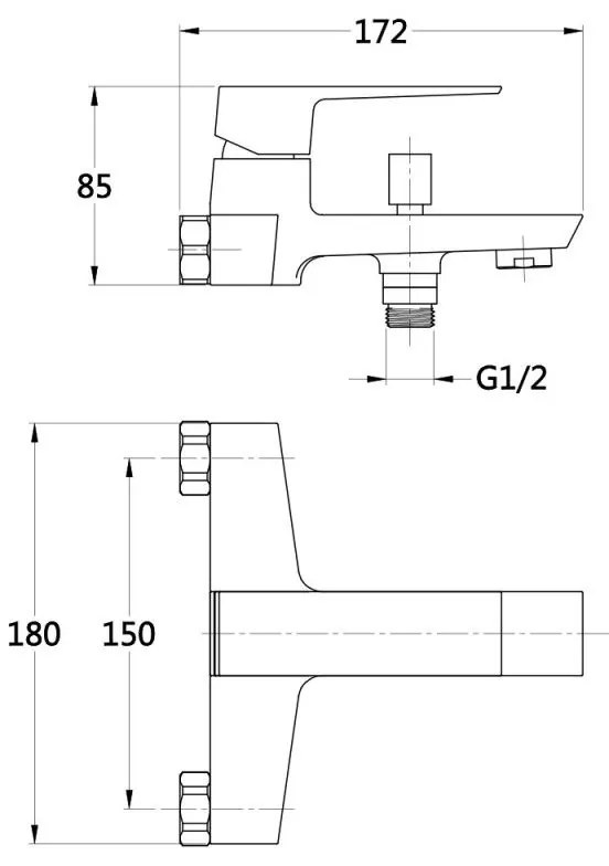 Miscelatore vasca cromato serie Kubo con kit doccia