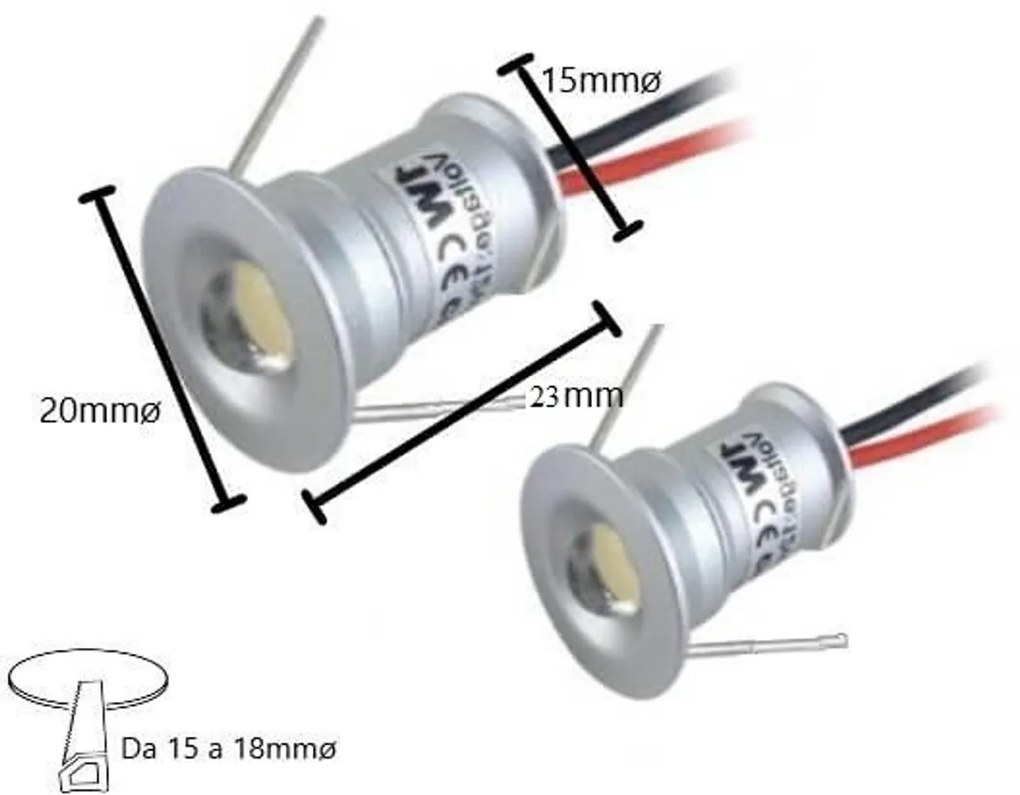 Kit 2 Faretti Segnapasso LED 1W - IP44 Colore Bianco Caldo 3.000K