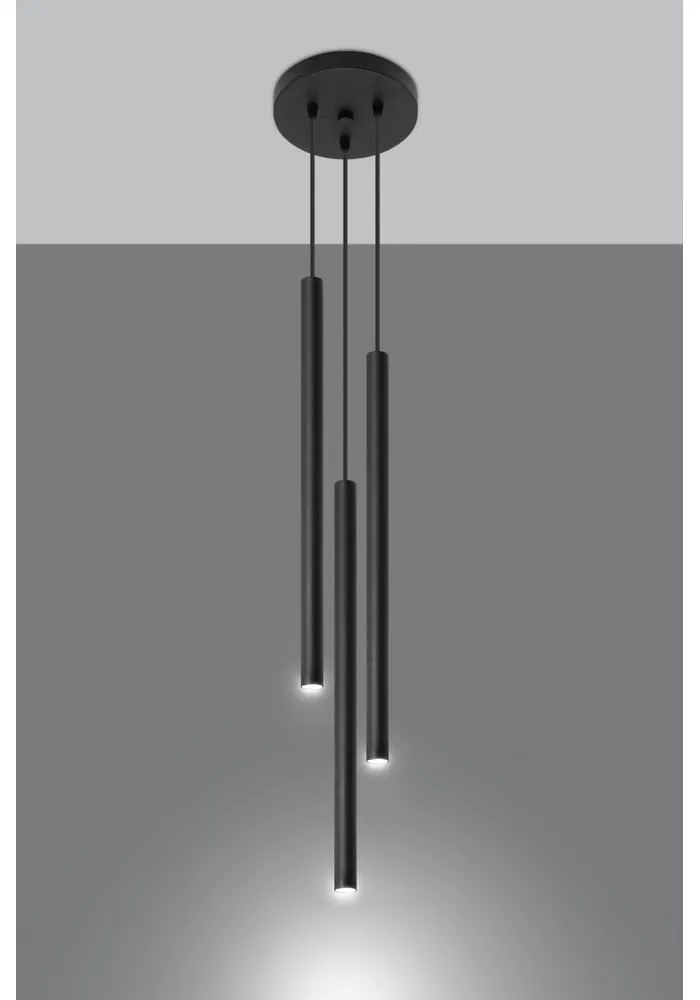Lampadario nero in metallo ø 20 cm Fideus – Sollux