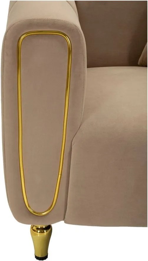 Poltrona grigio tortora con poggioli/con gambe con rivestimento in velluto Alma – Mauro Ferretti