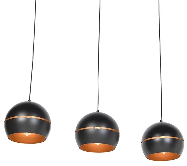 Lampada a sospensione di design nera con interno dorato 3 luci - Buell